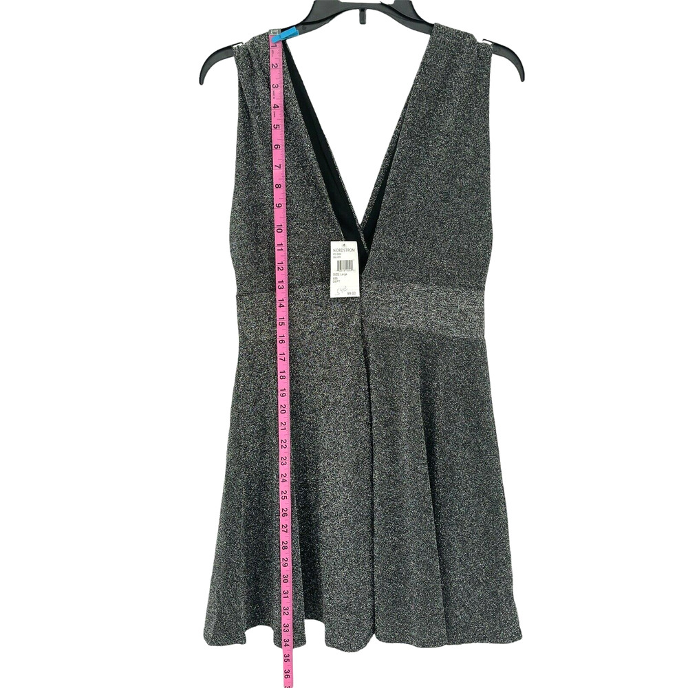 Fraiche By J In Silver Deep V-neck Fit & Flare Minidress Size Large - Picture 6 of 8